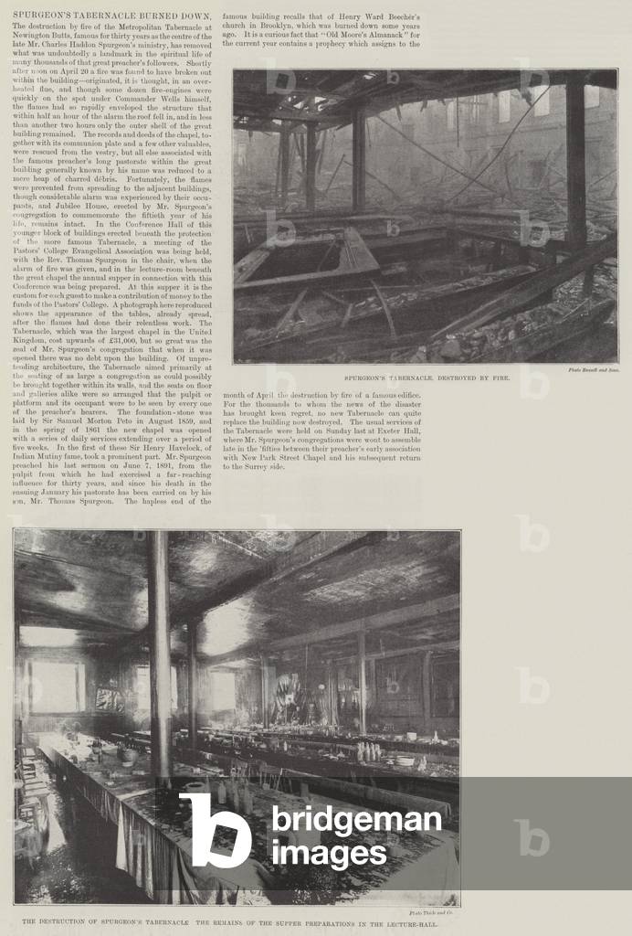 Spurgeon's Tabernacle burned down (b/w photo)