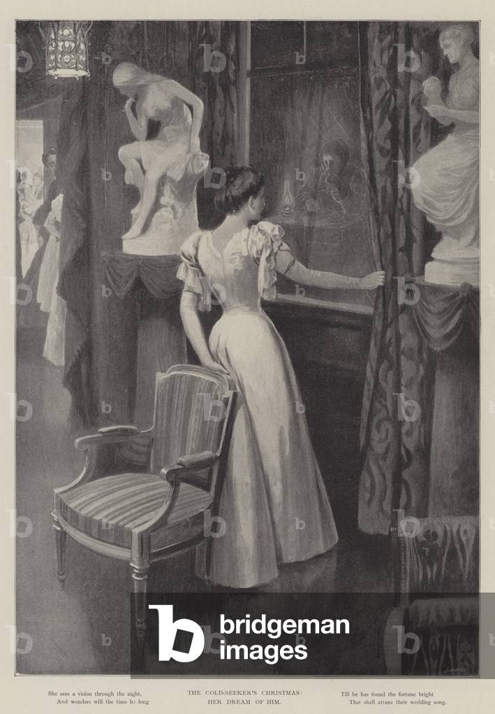 The Gold-Seeker's Christmas, Her Dream of Him (engraving)