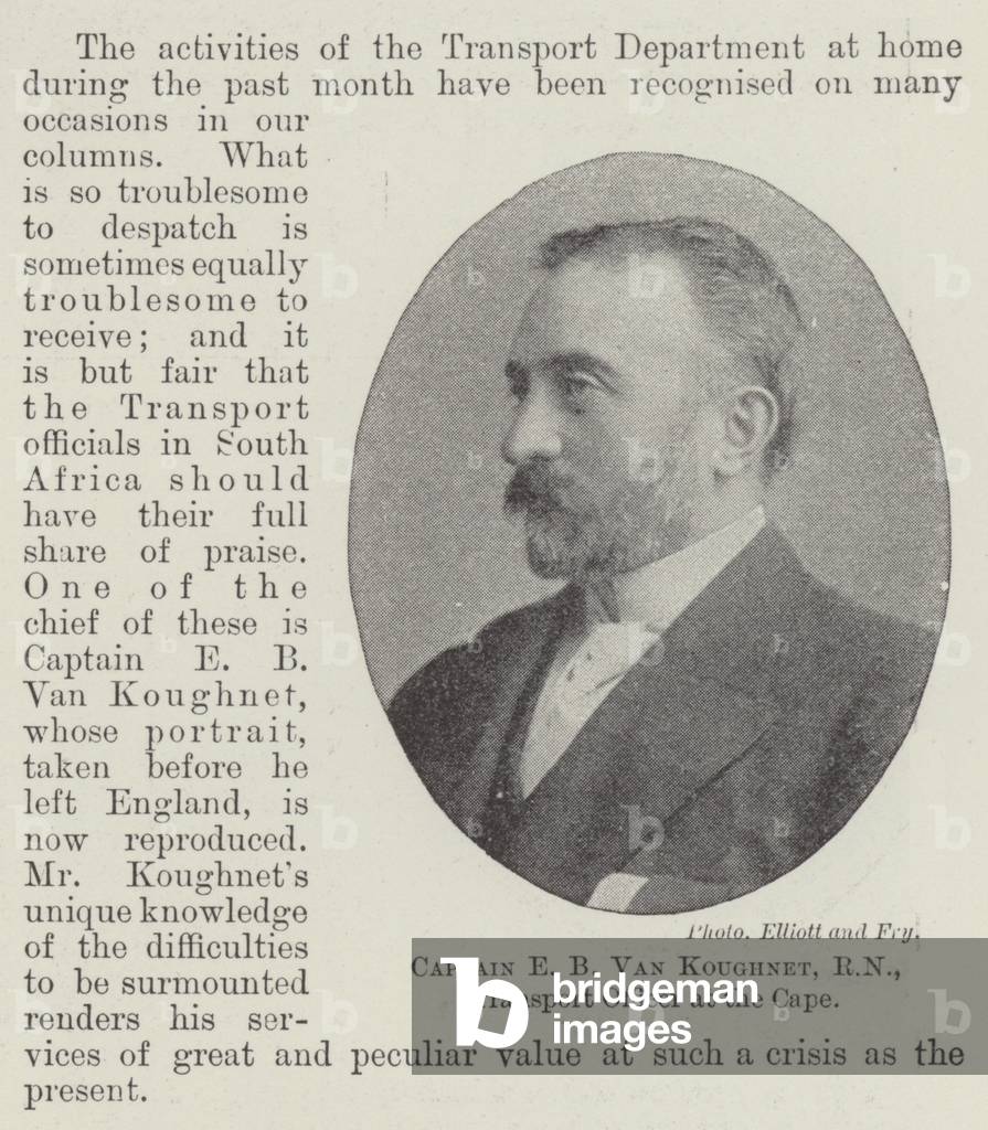 Captain E B Van Koughnet, RN, Transport Officer at the Cape (b/w photo)