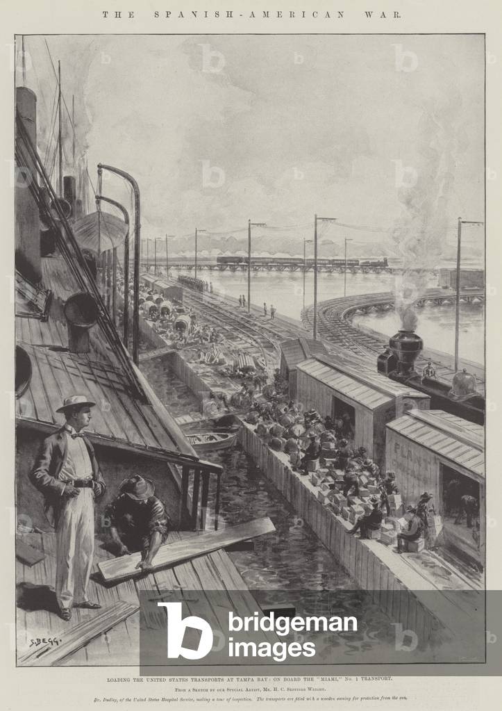 The Spanish-American War, loading the United States Transports at Tampa Bay, on Board the 