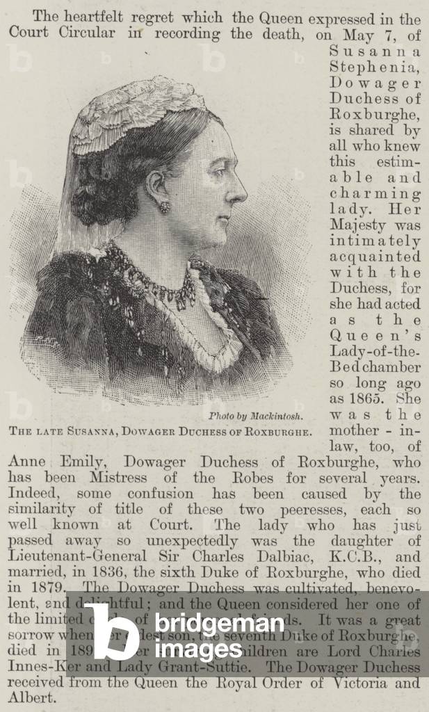 The late Susanna, Dowager Duchess of Roxburghe (engraving)
