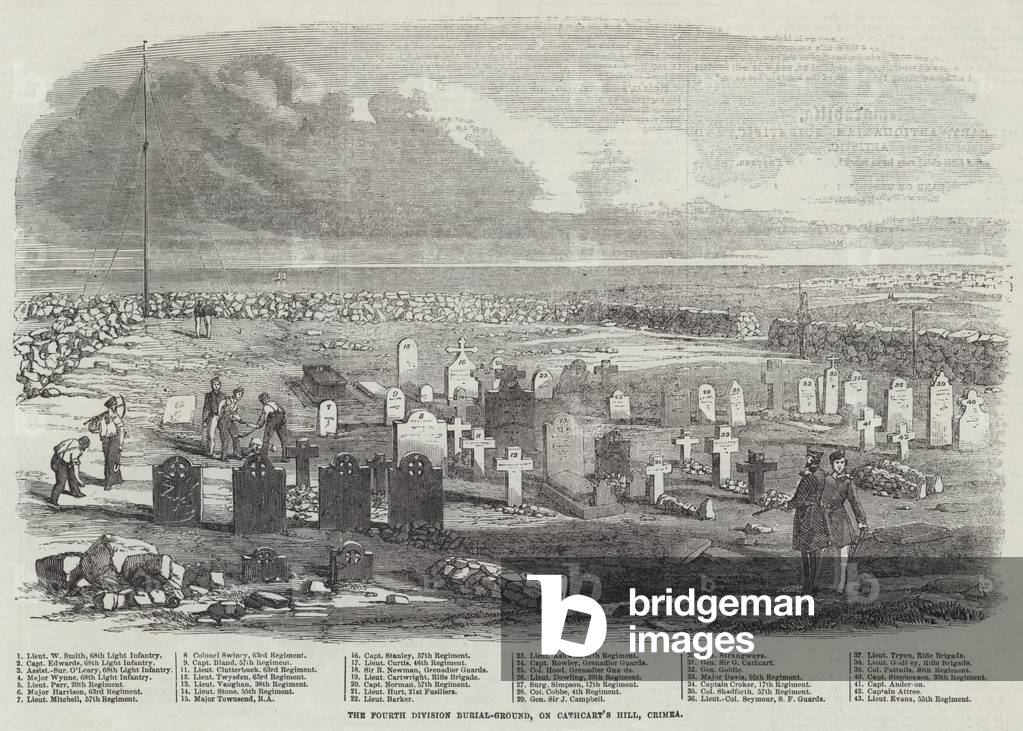The Fourth Division Burial-Ground, on Cathcart's Hill, Crimea (engraving)