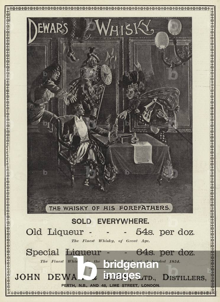 Advertisement, Dewar's Whisky (engraving)