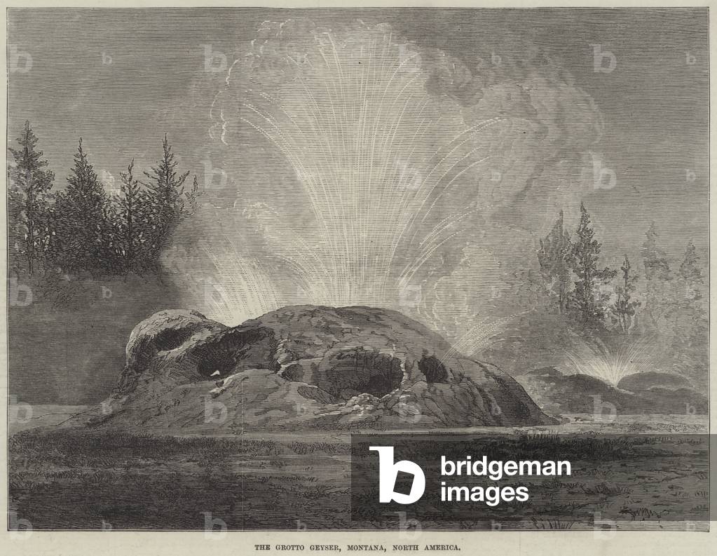 The Grotto Geyser, Montana, North America (engraving)