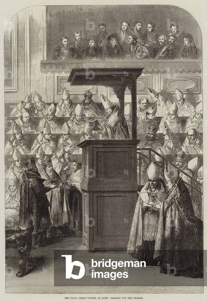 The Papal Great Council at Rome, reading out the Decrees (engraving)