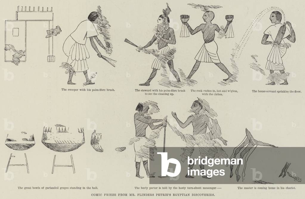 Comic Frieze from Mr Flinders Petrie's Egyptian Discoveries (engraving)