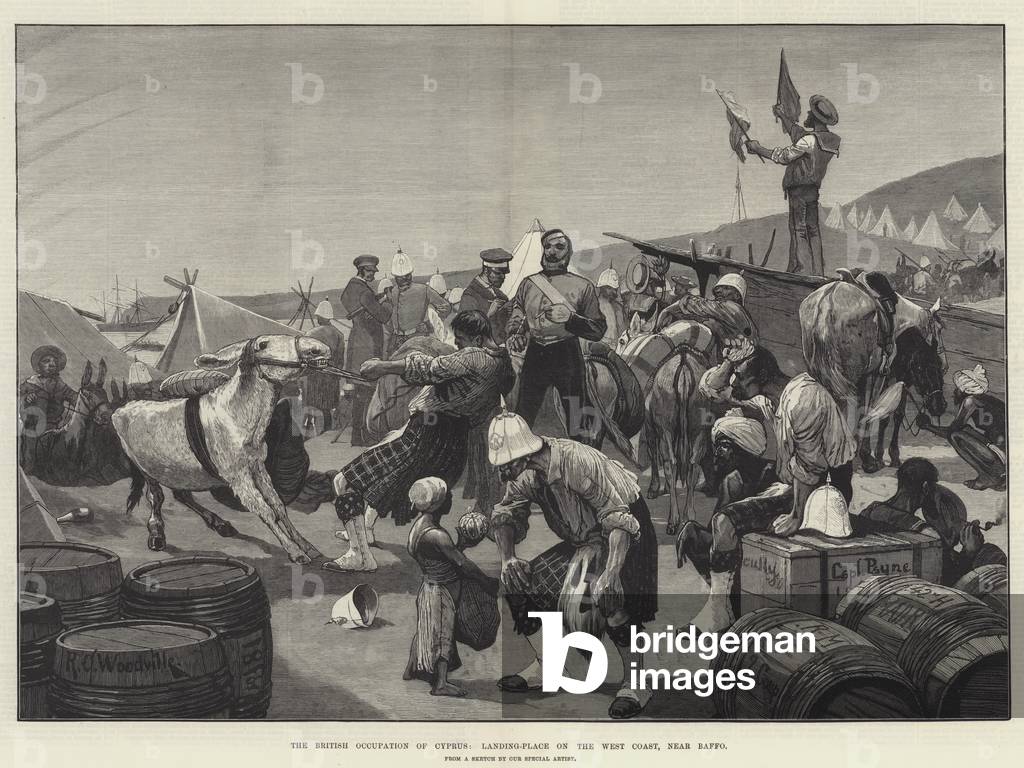 The British Occupation of Cyprus, Landing-Place on the West Coast, near Baffo (engraving)