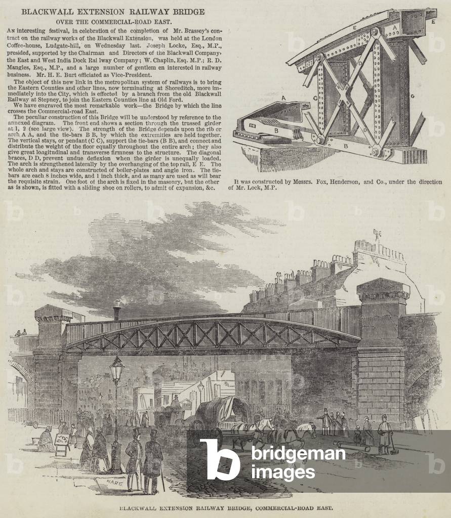 Blackwall Extension Railway Bridge over the Commercial-Road East (engraving)