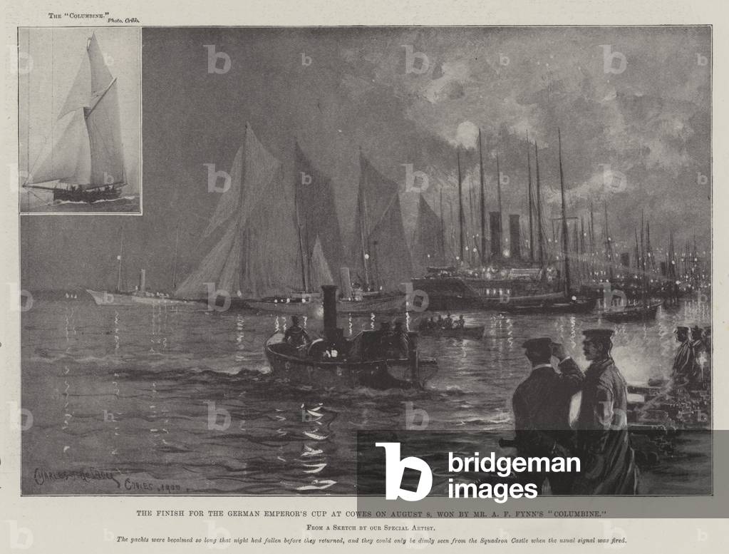The Finish for the German Emperor's Cup at Cowes on 8 August, won by Mr A F Fynn's 