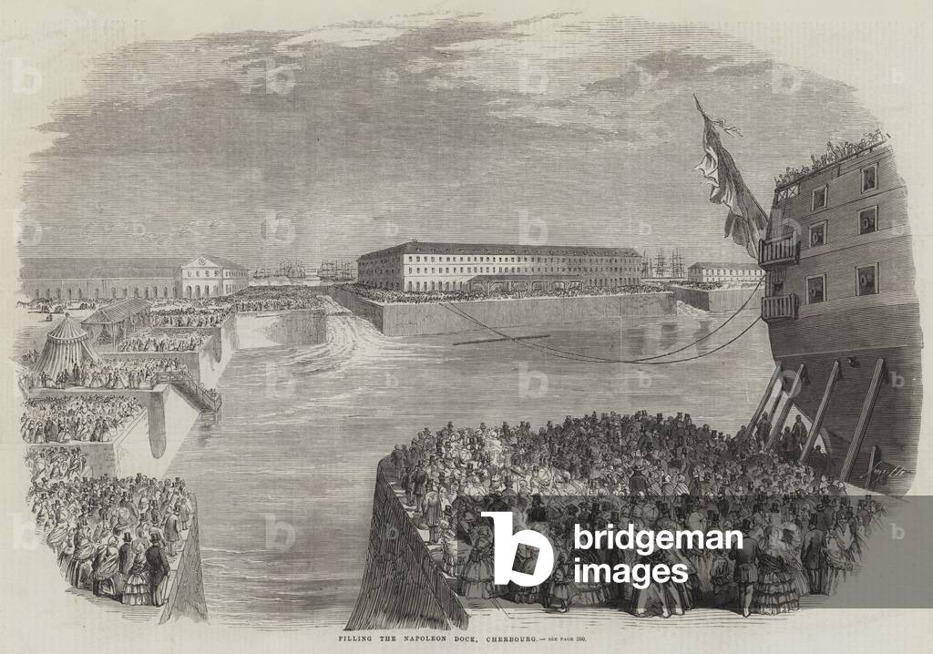 Filling the Napoleon Dock, Cherbourg (engraving)