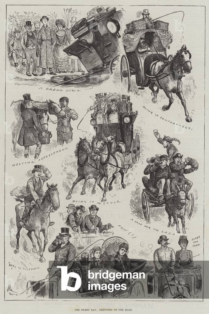 The Derby Day, Sketches on the Road (engraving)
