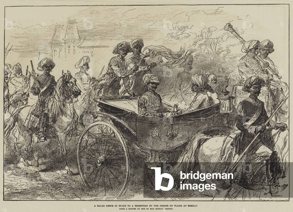 A Rajah going in State to a Reception by the Prince of Wales at Bombay (engraving)