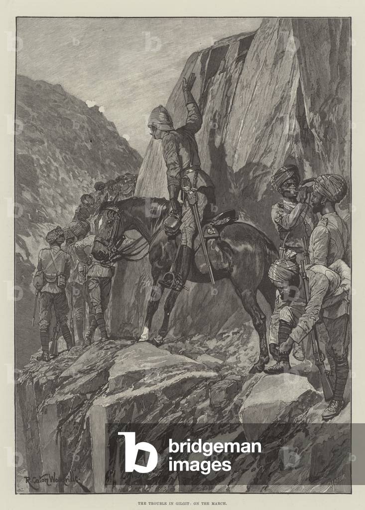The Trouble in Gilgit, on the March (engraving)