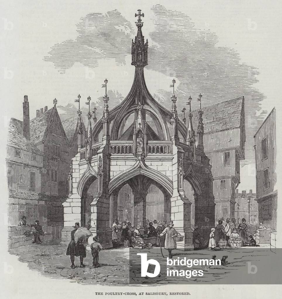 The Poultry-Cross, at Salisbury, restored (engraving)