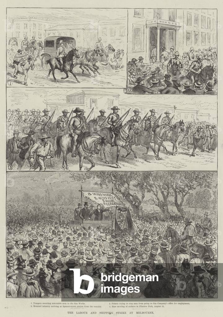 The Labour and Shipping Strike at Melbourne (engraving)