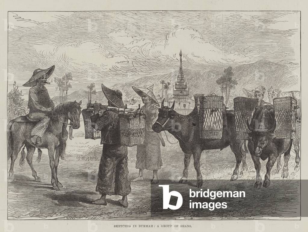 Sketches in Burmah, a Group of Shans (engraving)