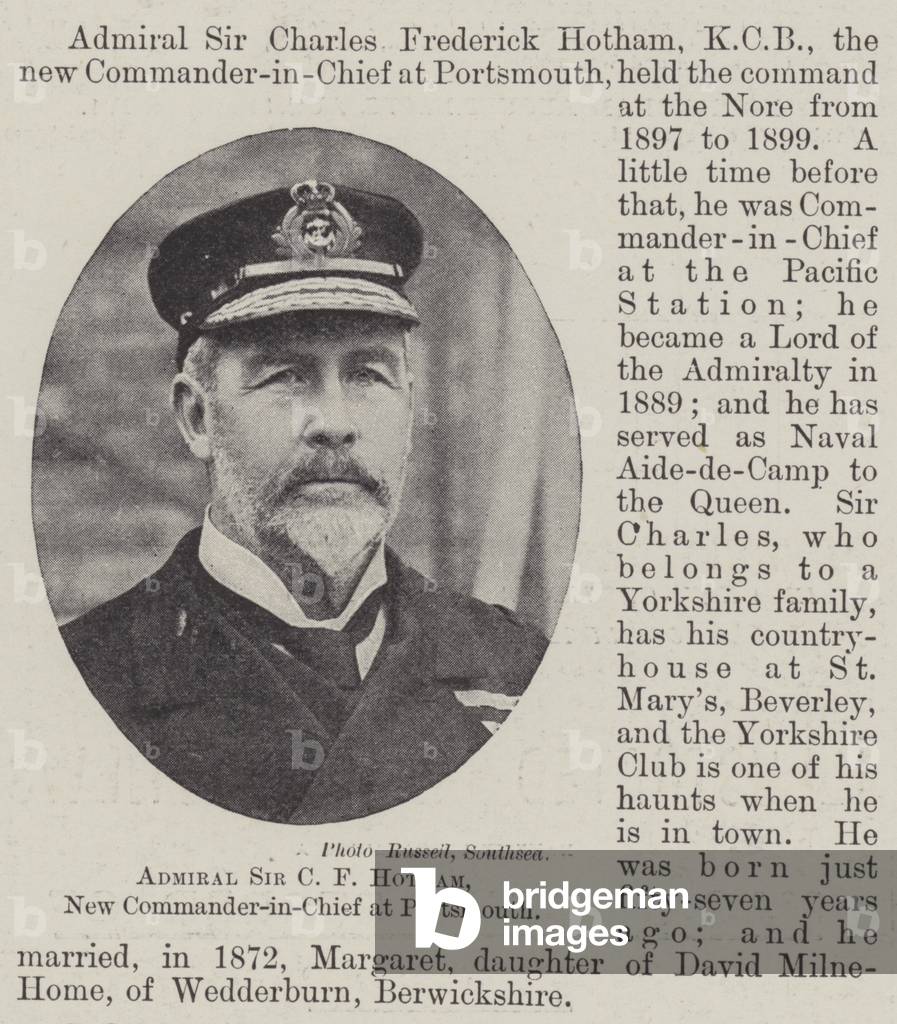 Admiral Sir C F Hotham, New Commander-in-Chief at Portsmouth (b/w photo)