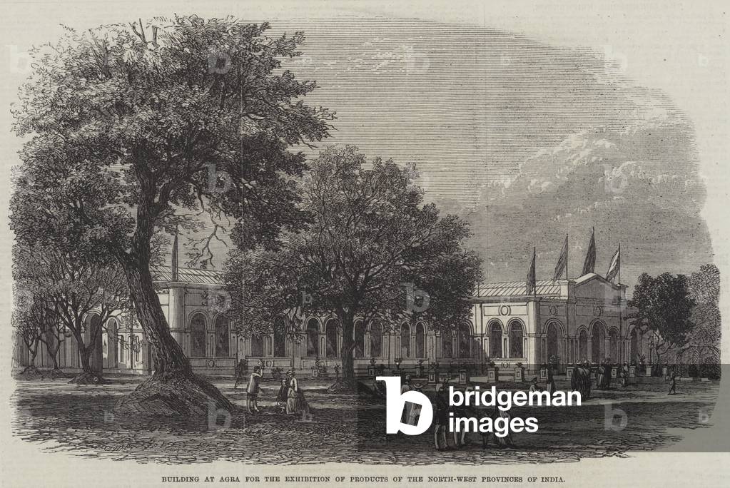 Building at Agra for the Exhibition of Products of the North-West Provinces of India (engraving)