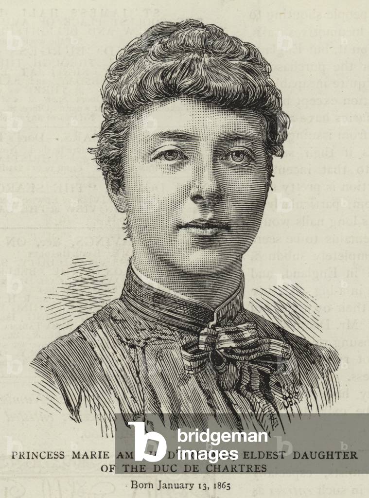 Princess Marie Amelie d'Orleans, Eldest Daughter of the Duc de Chartes (engraving)