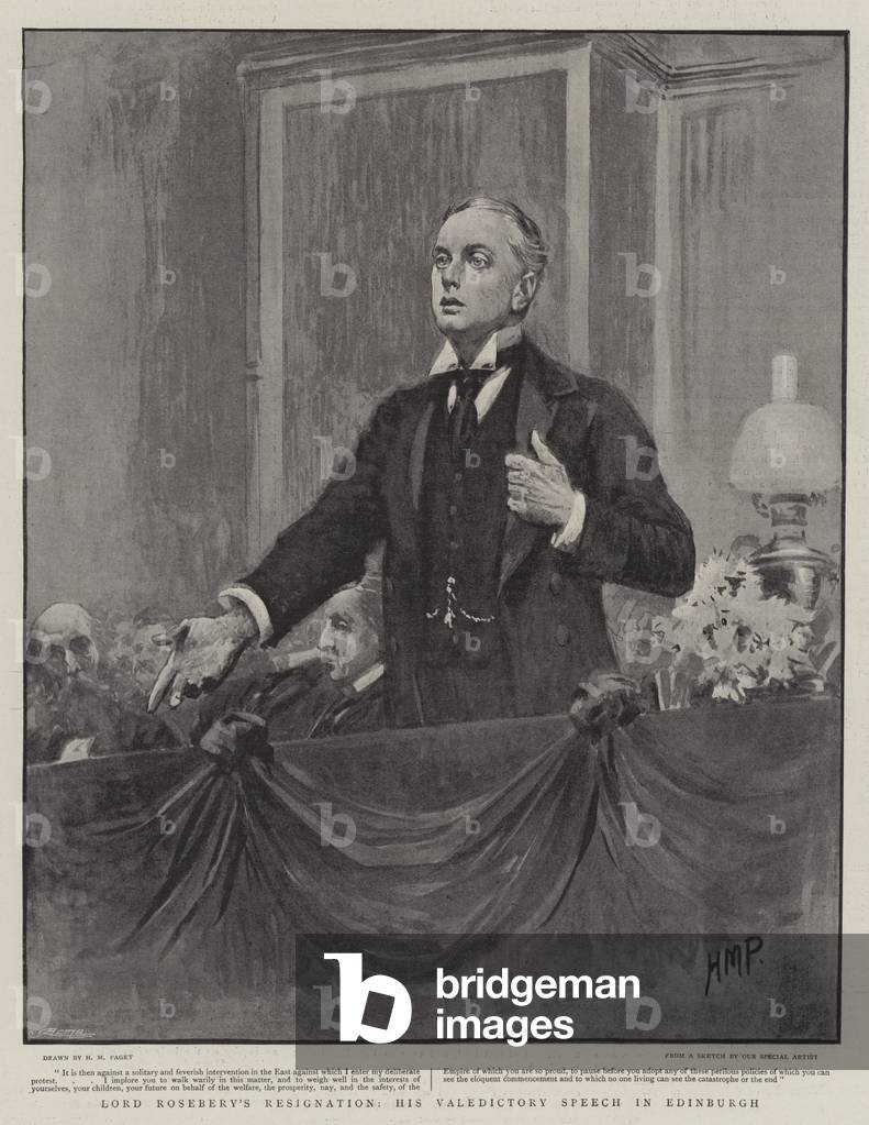 Lord Rosebery's Resignation, his Valedictory Speech in Edinburgh (litho)