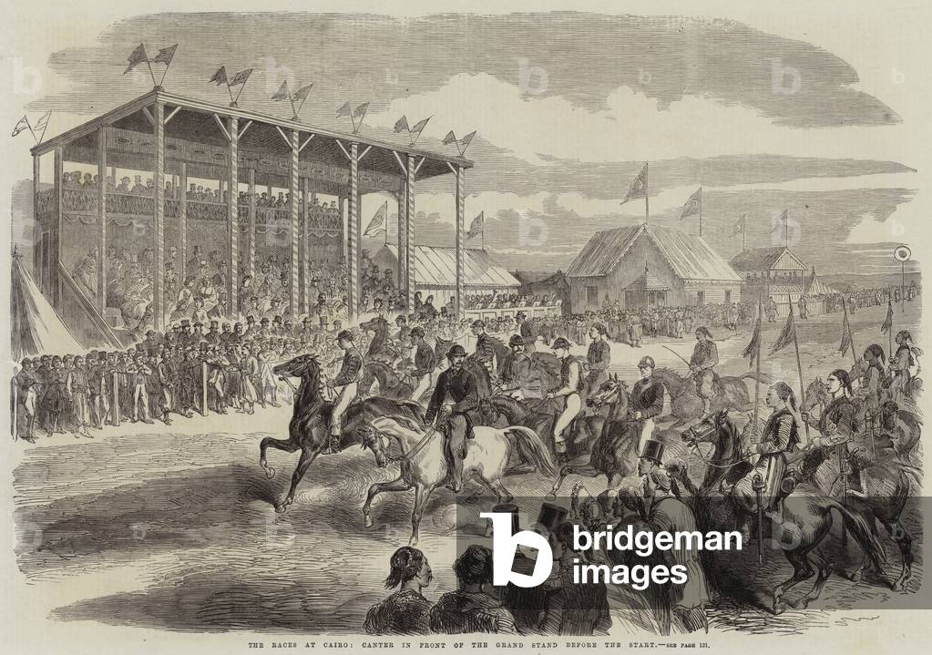 The Races at Cairo, Canter in front of the Grand Stand before the Start (engraving)