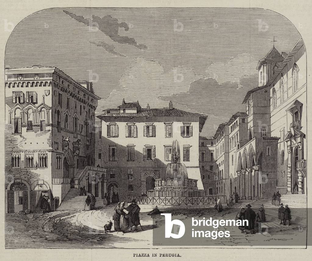 Piazza in Perugia (engraving)