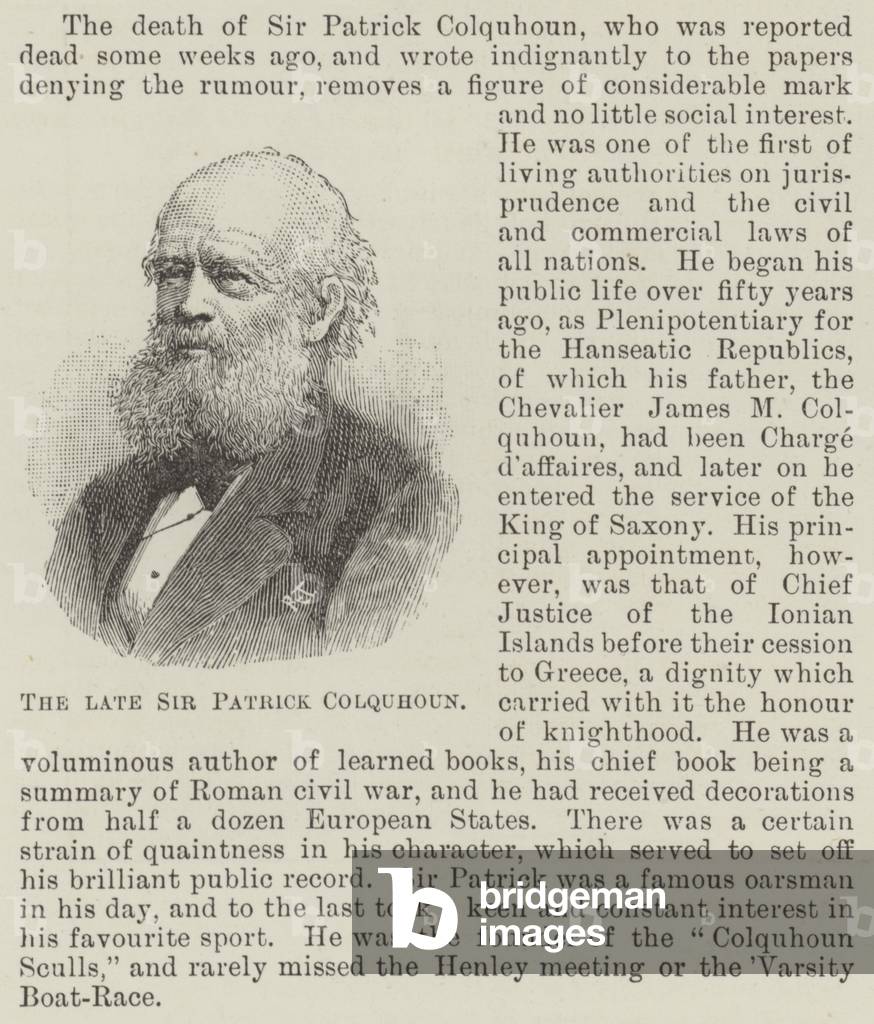 The late Sir Patrick Colquhoun (engraving)