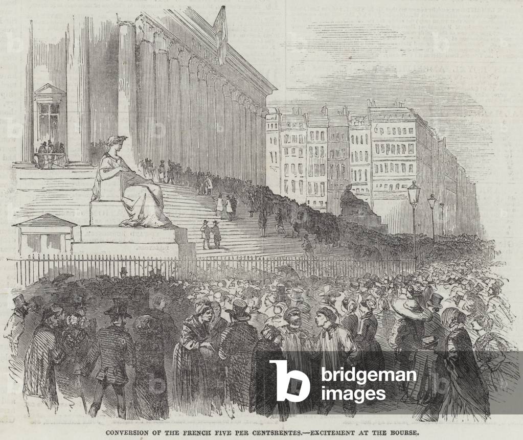 Conversion of the French Five Per Centsrentes, Excitement at the Bourse (engraving)