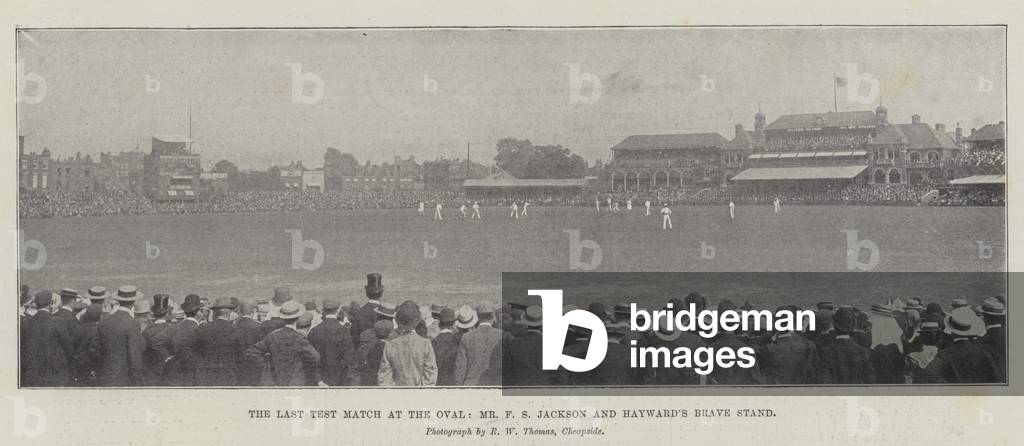The Last Test Match at the Oval, Mr F S Jackson and Hayward's Brave Stand (b/w photo)