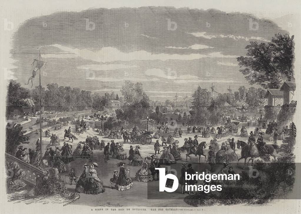 A Scene in the Bois de Boulogne, the Pre Catelan (engraving)