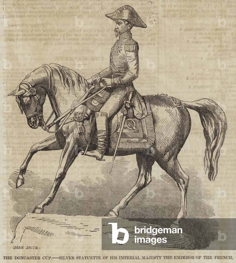 The Doncaster Cup, Silver Statuette of His Imperial Majesty the Emperor of the French (engraving)