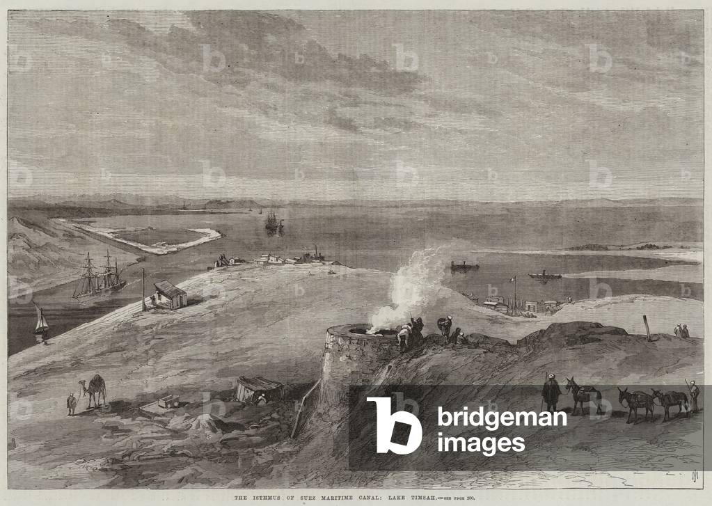 The Isthmus of Suez Maritime Canal, Lake Timsah (engraving)