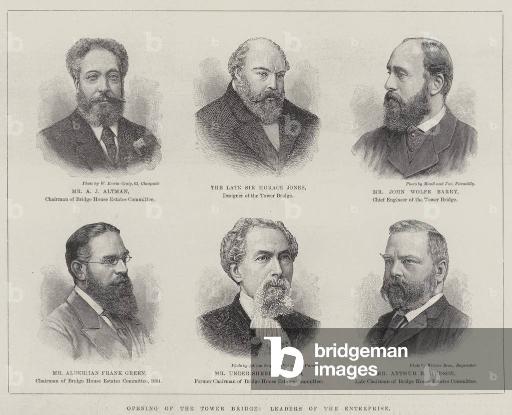 Opening of the Tower Bridge, Leaders of the Enterprise (engraving)