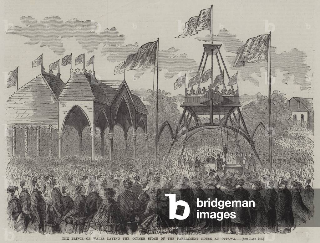 The Prince of Wales Laying the Corner Stone of the Parliament House at Ottawa (engraving)
