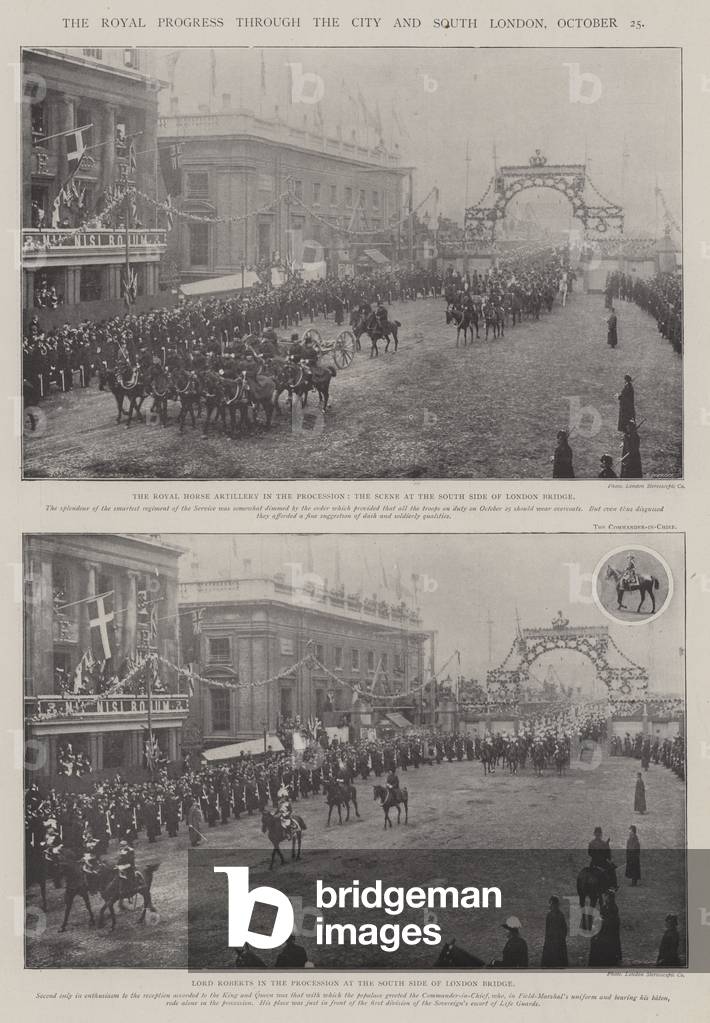 The Royal Progress through the City and South London, 25 October (b/w photo)
