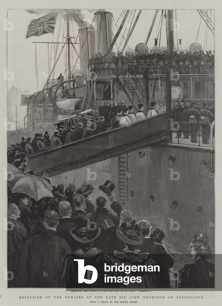 Reception of the Remains of the Late Sir John Thompson at Portsmouth (engraving)