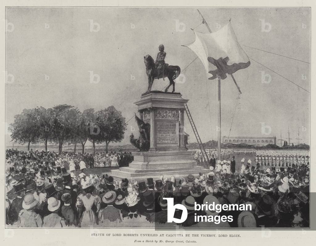 Statue of Lord Roberts unveiled at Calcutta by the Viceroy, Lord Elgin (litho)