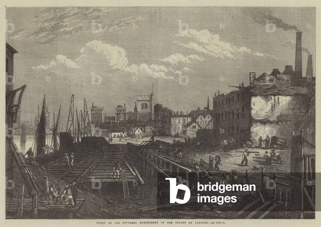 Works of the Southern Embankment of the Thames at Lambeth (engraving)