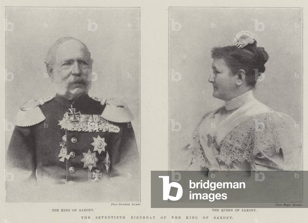 The Seventieth Birthday of the King of Saxony (b/w photo)