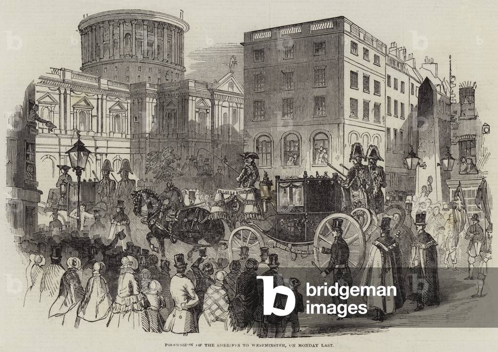 Procession of the Sheriffs to Westminster, on Monday Last (engraving)