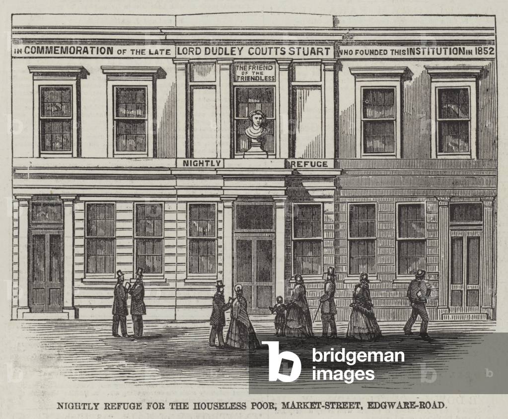 Nightly Refuge for the Houseless Poor, Market-Street, Edgware-Road (engraving)