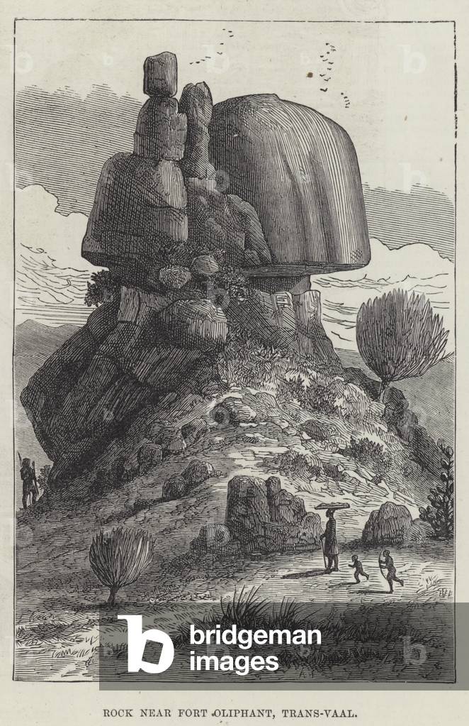 Rock near Fort Oliphant, Transvaal (engraving)