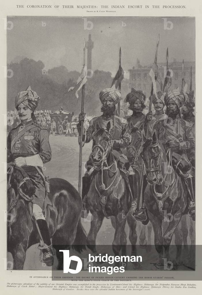 The Coronation of Their Majesties, the Indian Escort in the Procession (litho)