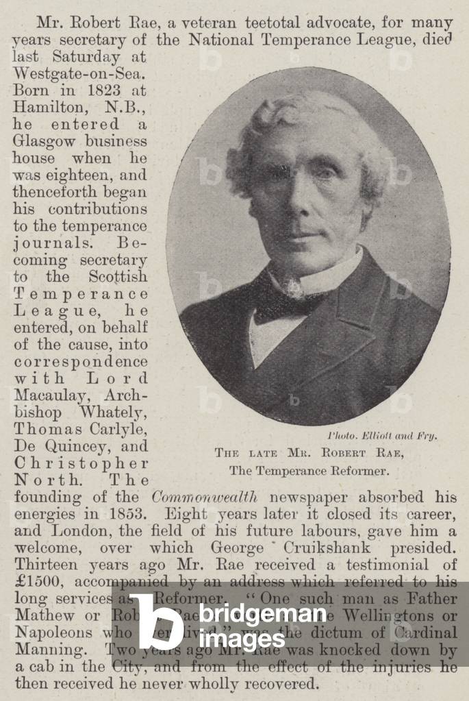 The late Mr Robert Rae, the Temperance Reformer (b/w photo)