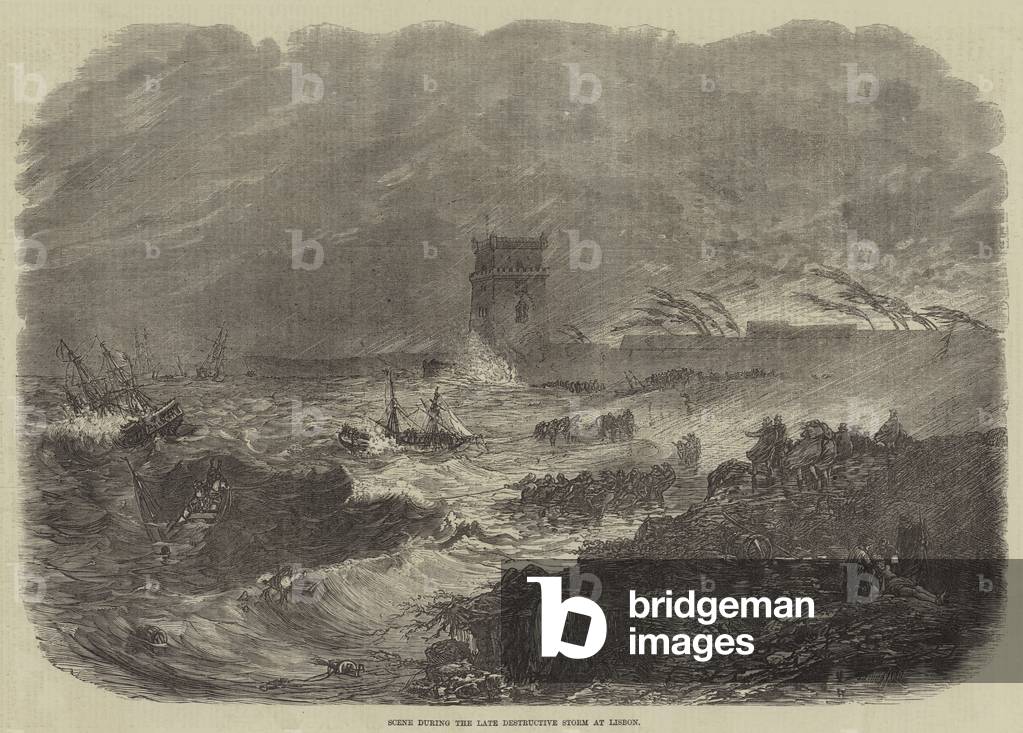 Scene during the late Destructive Storm at Lisbon (engraving)