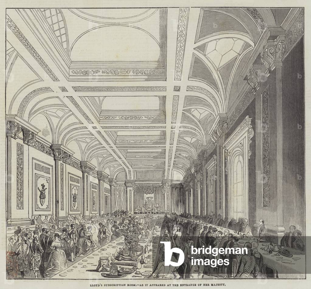 Lloyd's Subscription Room, as it appeared at the Entrance of Her Majesty (engraving)