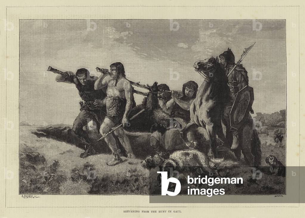 Returning from the hunt in Gaul (engraving)