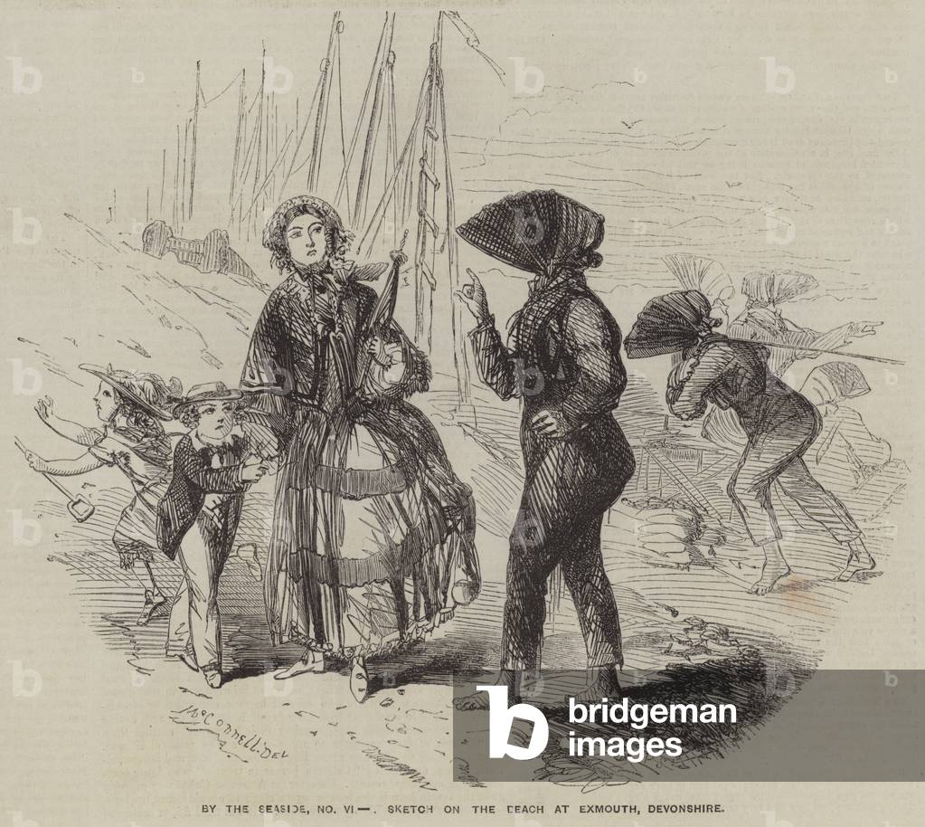 By the Seaside, Sketch on the Beach at Exmouth, Devonshire (engraving)