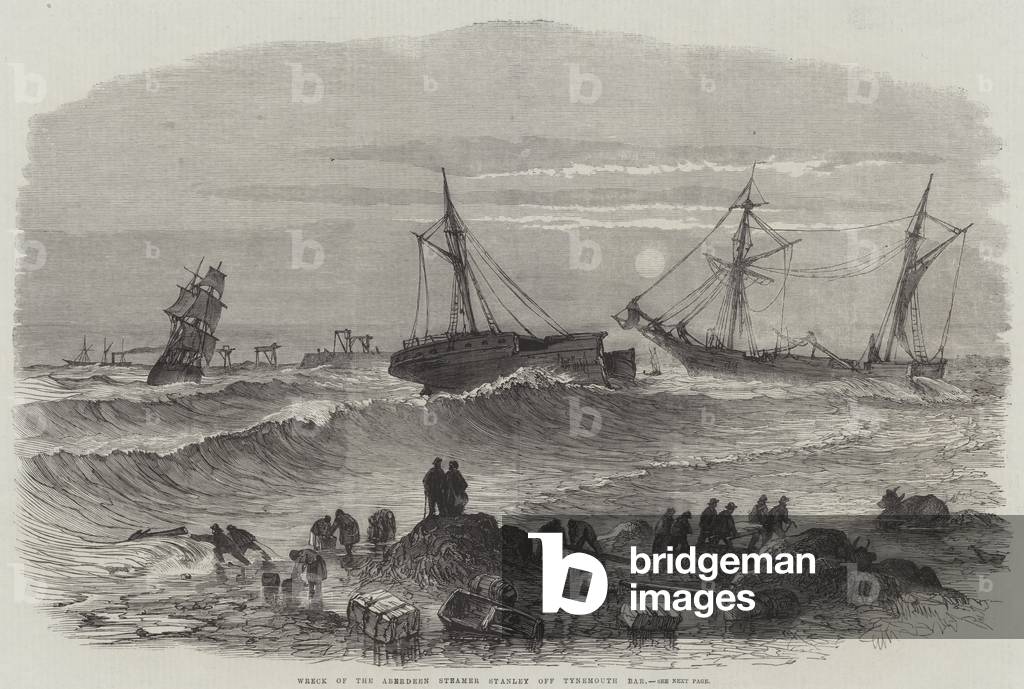 Wreck of the Aberdeen Steamer Stanley off Tynemouth Bar (engraving)