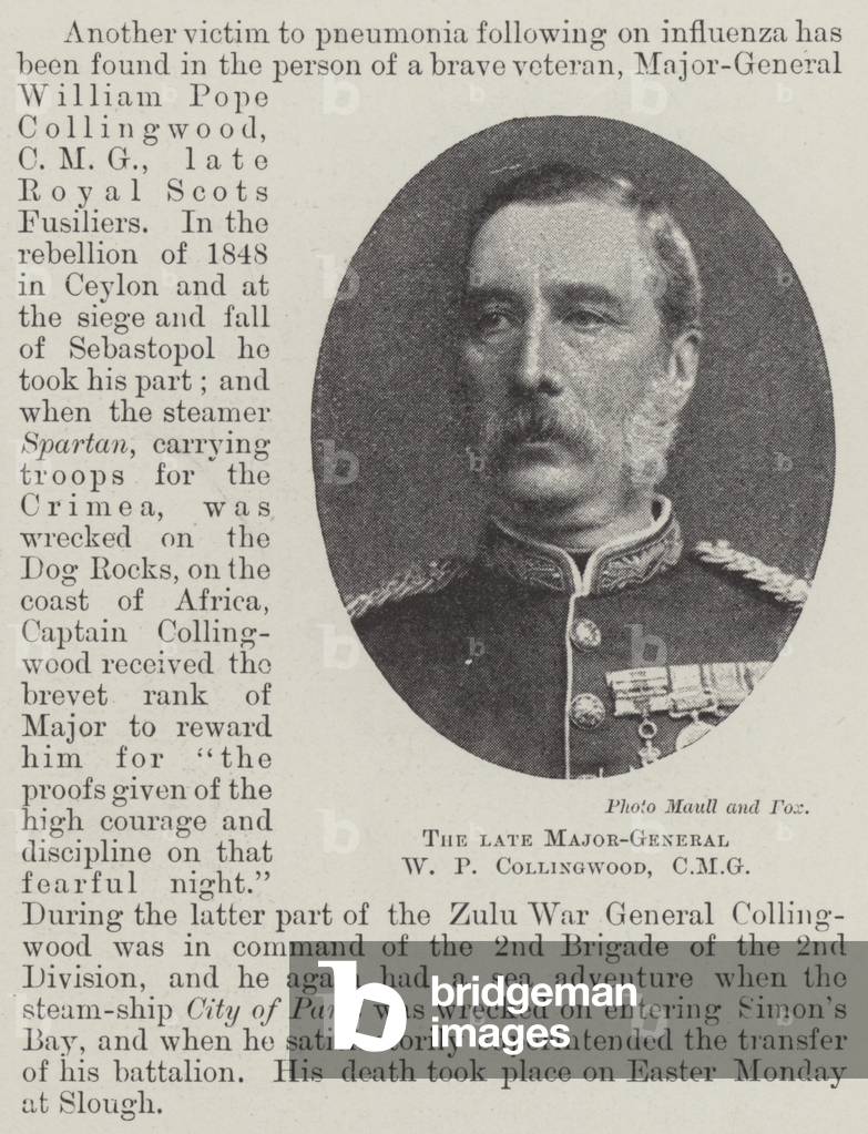 The late Major-General W P Collingwood, CMG (b/w photo)